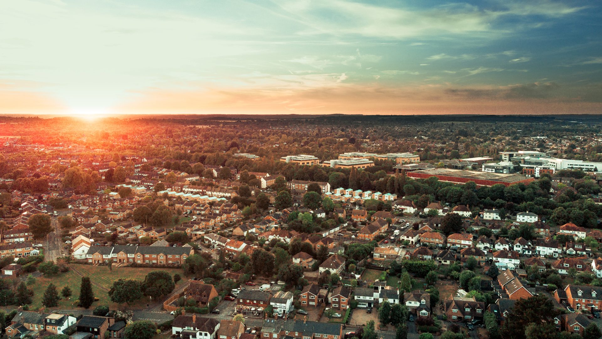 Cox Green Aerial Sunset web